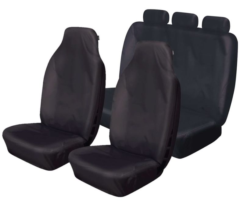 Heavy Duty Black Front Rear Seat Covers, Hard Car Seat Covers